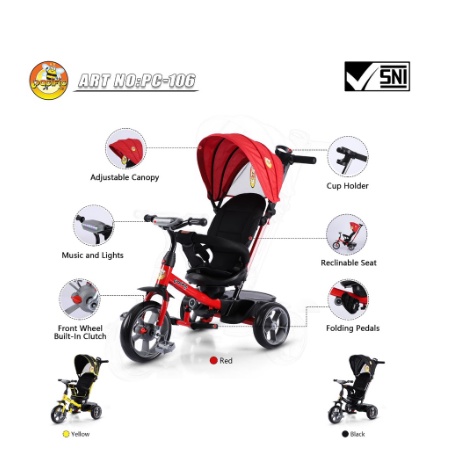 Stroller Sepeda Roda Tiga Anak Stroler Anak Pacific PC 106 Kereta Bayi SNI-2