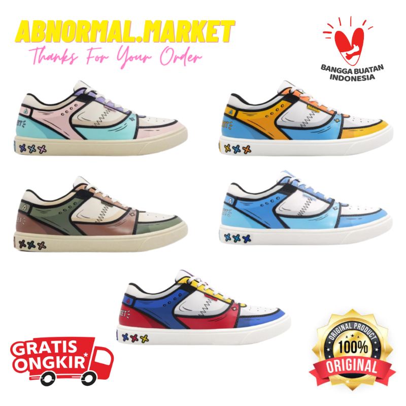 AEROSTREET 2D HOOPS LOW SERIES [ Putih Merah Biru - Putih Buri Muda Kuning - Putih Biru Muda - Krem 