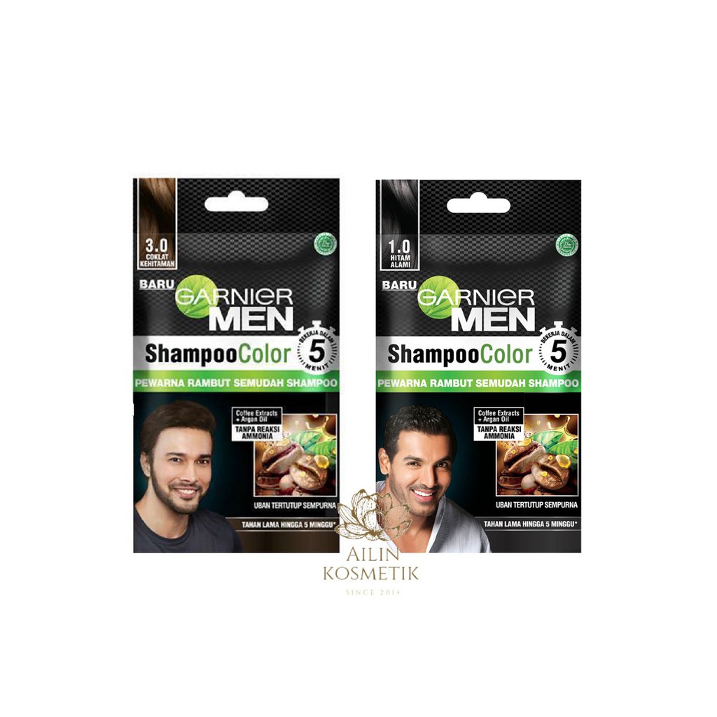 GARNIER MEN Shampoo Color Hair Sachet | Pewarna Rambut Cat Rambut Semir Rambut by AILIN