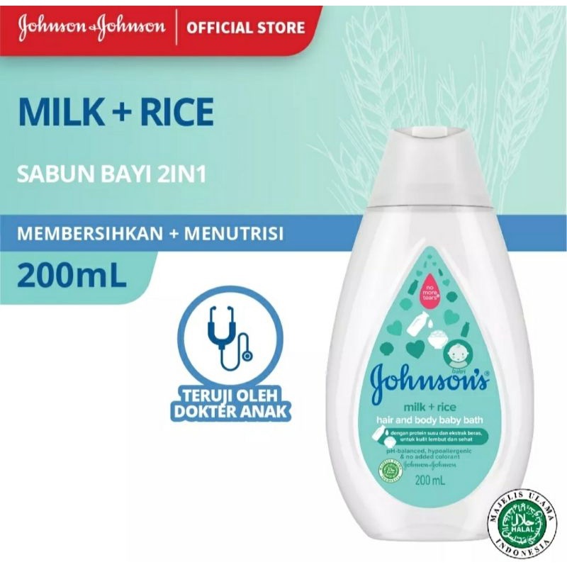 JOHNSON'S BABY Bath Milk &amp; Rice l Top to Toe Cottontouch Wash l Fresh and Clean 200mL
