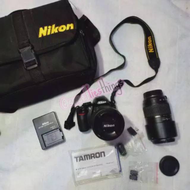 (TIDAK BISA COD❌) Kamera / Camera Nikon DSLR SLR D3100 + Lensa Kit VR + Macro Tele Tamron + Bag Ori