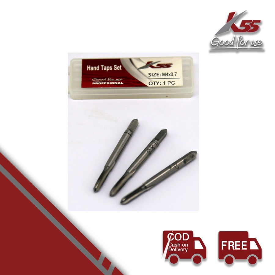 K55 Hand Tap M4 x 0.7 isi 3pcs / Mata Tap M4 x 0.7 set 3pcs