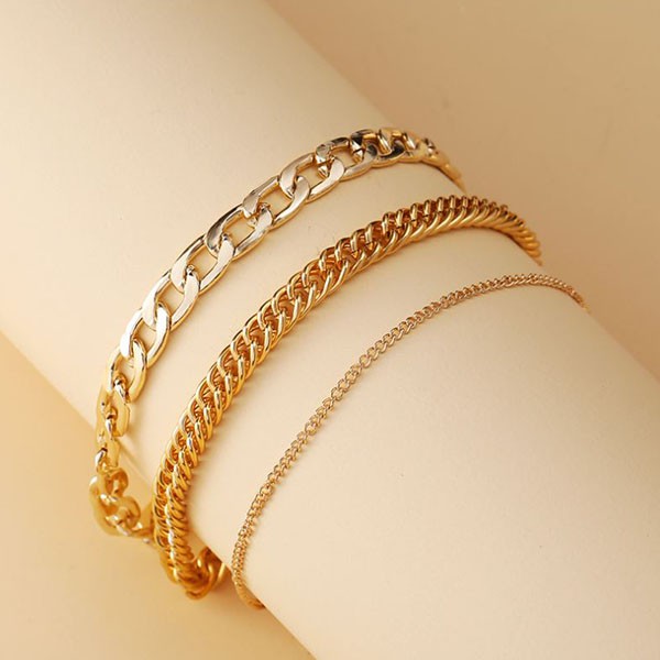 gelang kaki multilayer chain simple multilayer anklet (1h2)) jge096