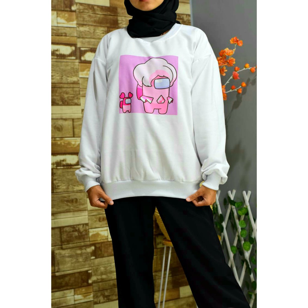 SWEATER WANITA PINKY AMOUNG US - CREWNECK TEBAL LUCU TERLARIS