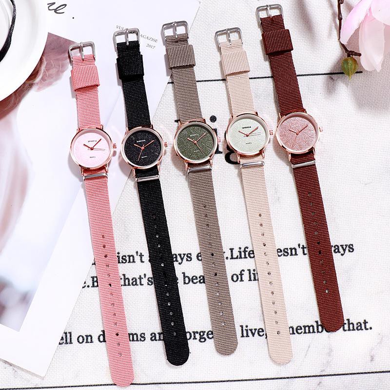 ✅Grosir Jam Senen -  Jam Tangan Wanita Analog Quartz Casual Simple Chic Strap Nylon Untuk Fashion Watch
