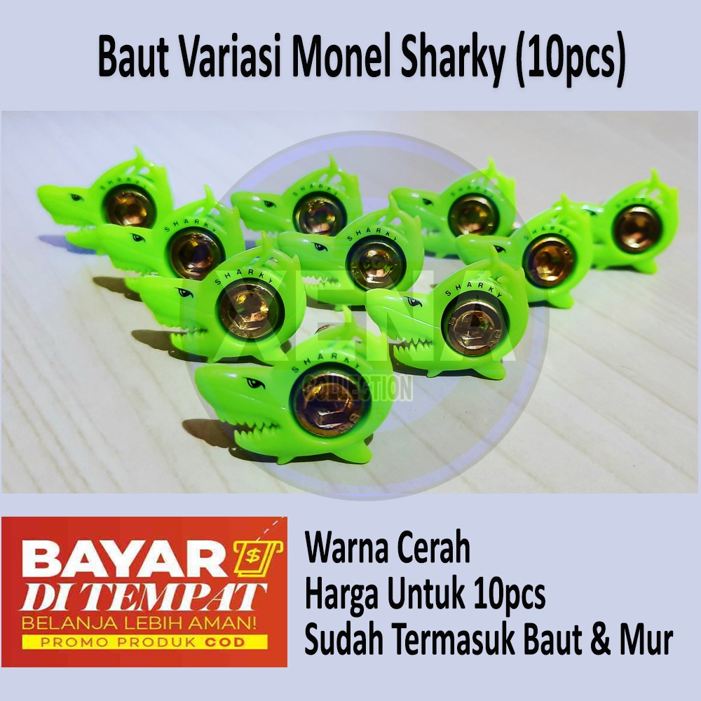 Baut Variasi motor model Sharky Hiu (10Pcs) Monel + Baut + Mur