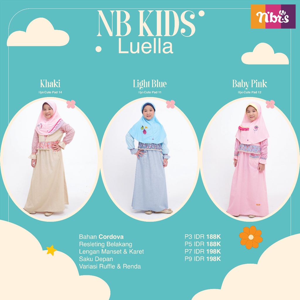 NIBRAS GAMIS ANAK NB KIDS LUELLA Bahan Cordova Gamis Anak Model Terbaru