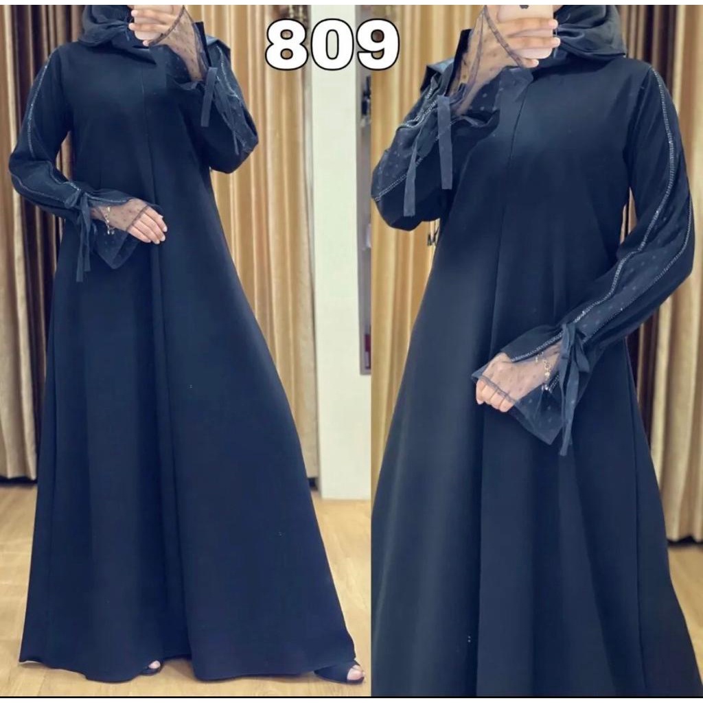 Abaya Motif Hitam Polos Arabic Collection 809