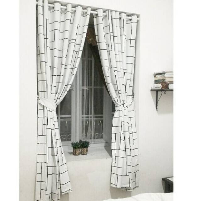 Gorden Blackout garis hitam gorden/korden/hordeng gorden jendela gorden pintu gorden minimalis murah
