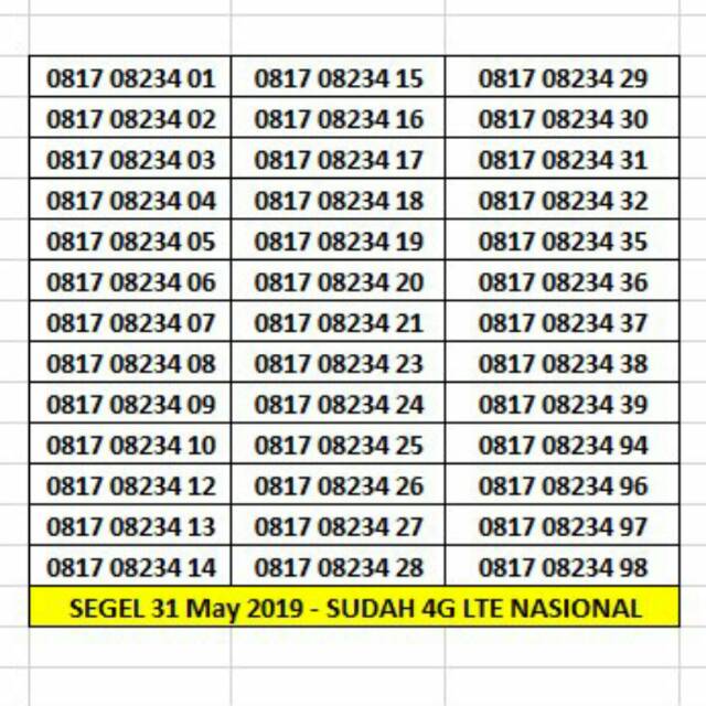 Kartu Perdana XL Axiata 11 Digit Nomer Nomor Cantik Nocan Segel 4G LTE Super 234xx Murah Murah Bagus