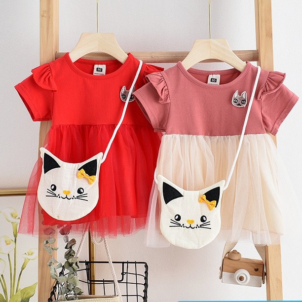 LittleAaron DRESS TWIN CATTY BAG 264 EBV Baju Dress Anak Perempuan Import 6 bulan - 3 tahun