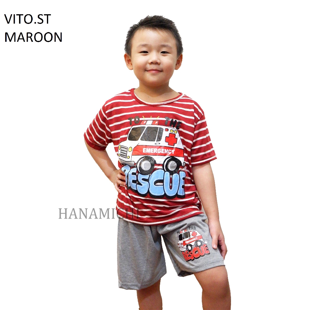 Hanamichi VITO.ST Setelan Anak Bergambar Lengan Pendek