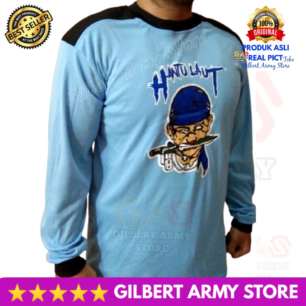 Kaos Hantu Laut Lengan Panjang Dekker Sniper Biru TNI Angkatan Laut Murah Grosir Gilbert Army Store