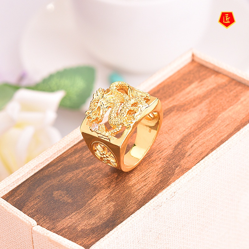 [Ready Stock]Domineering Hollow out Dragon Ring Male Personality