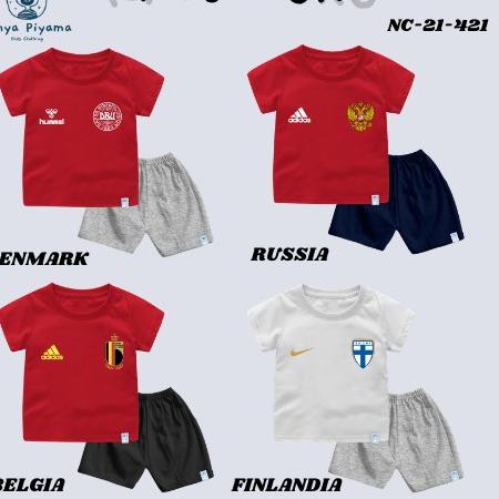 ◊ Baju Kaos Setelan Bola Euro Timnas Italy Denmark Swiss Belanda Untuk Bayi dan Anak Katun Combed 30