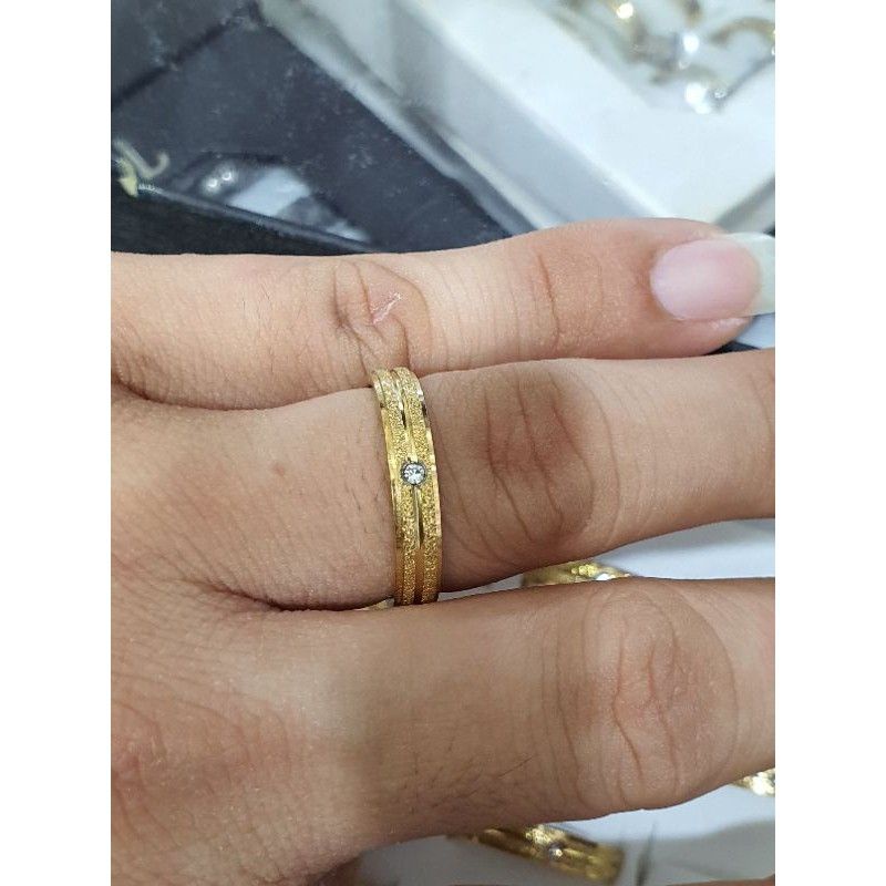 cincin titanium pasir permata gold, cincin couple stainless harga/pcs