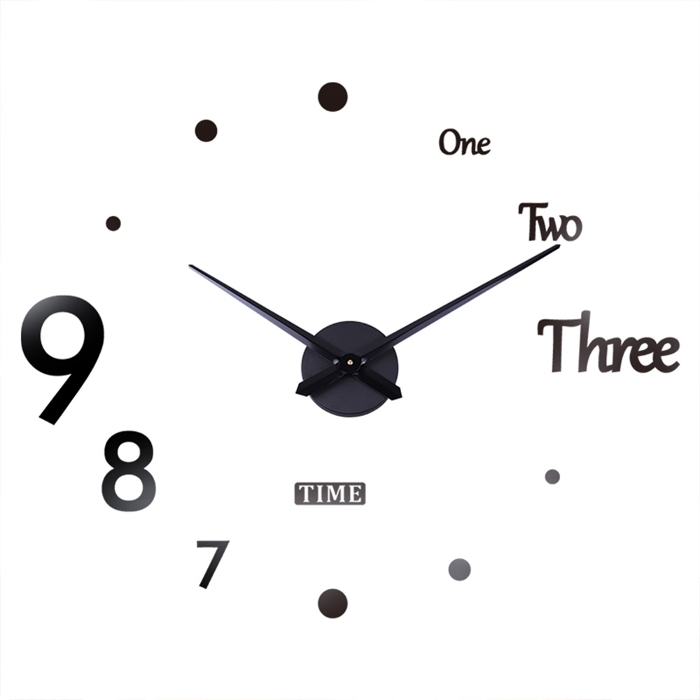 Jam Dinding Besar DIY 3D Giant Diameter 80-130cm Tempel Huruf Hiasan Angka Jumbo Raksasa Unik Aesthetic Minimalis-HF BLACK JUMBO