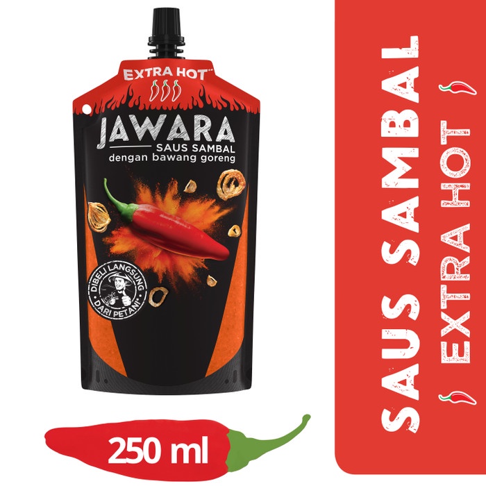 

sambal-aneka- jawara saus extra hot pouch 250ml -aneka-sambal.