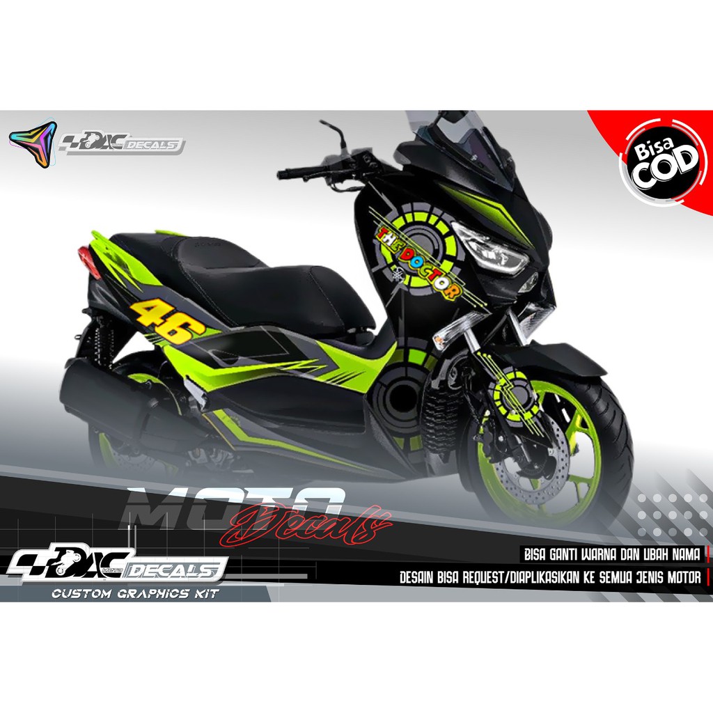 Sticker decal full body Yamaha XMAX Hijau Hitam 46 Rossi