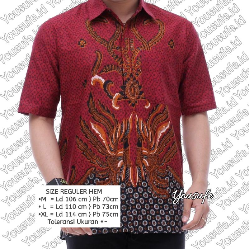 Batik Pria Lengan Pendek Terbaru Merah SK211 Seragam Kantor Pernikahan Komunitas Guru Swasta Organisasi Katun Shopee Termurah COD