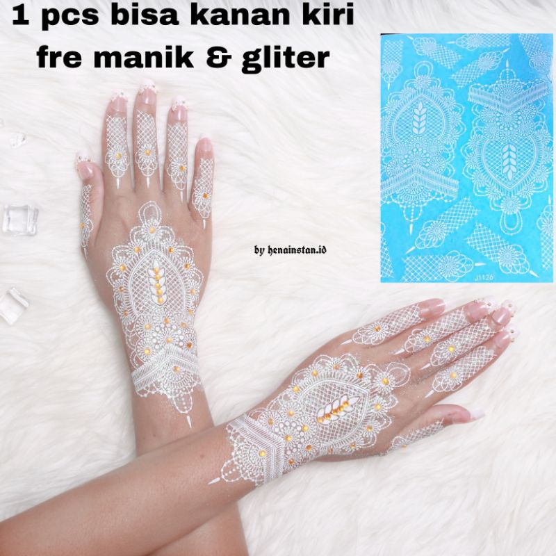 FREE MANIK DAN GLITER 1 PCS BISA KANAN KIRI HENA INSTAN MOTIP MEWAH