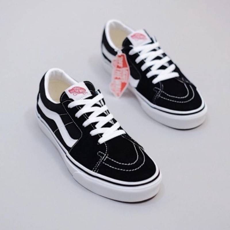 Sepatu Vans sk8 low black white sepatu fashion sneakers shoes mans