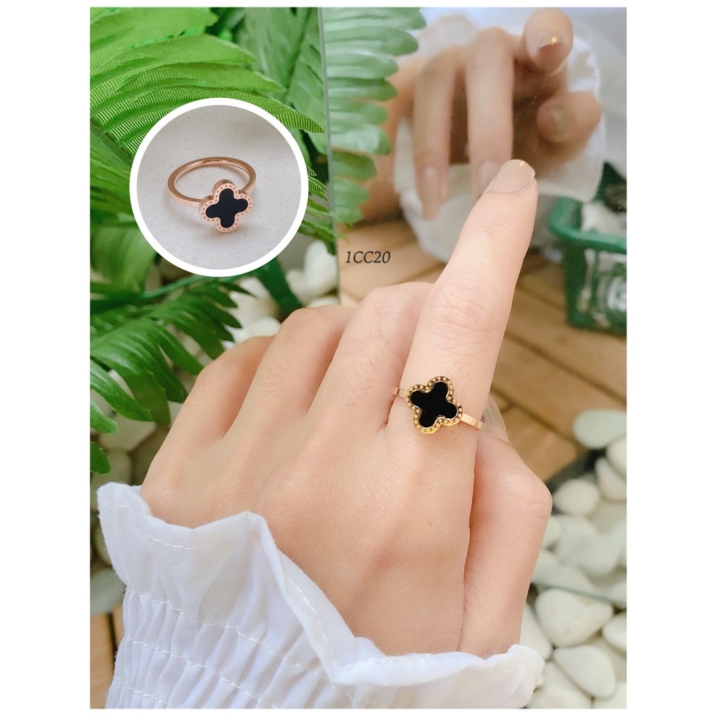 COD! cincin titanium wanita lv simple anti karat import