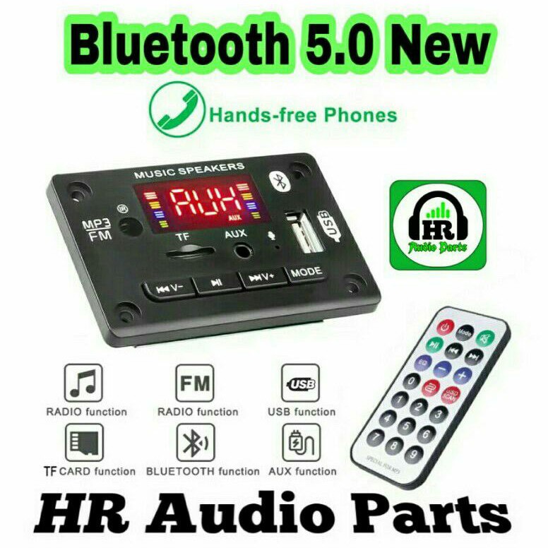 Kit Modul Mp3 Player Bluetooth 5.0 Digital Led Display 5V 12V - Hitam