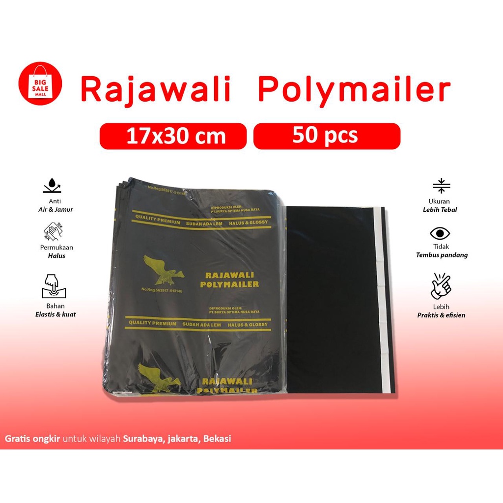 Plastik Polymailer 20x40/25x40/30x40/cm isi 50pcs Kantong Plastik Plastik Lem Packing Online Shop RAJAWALI