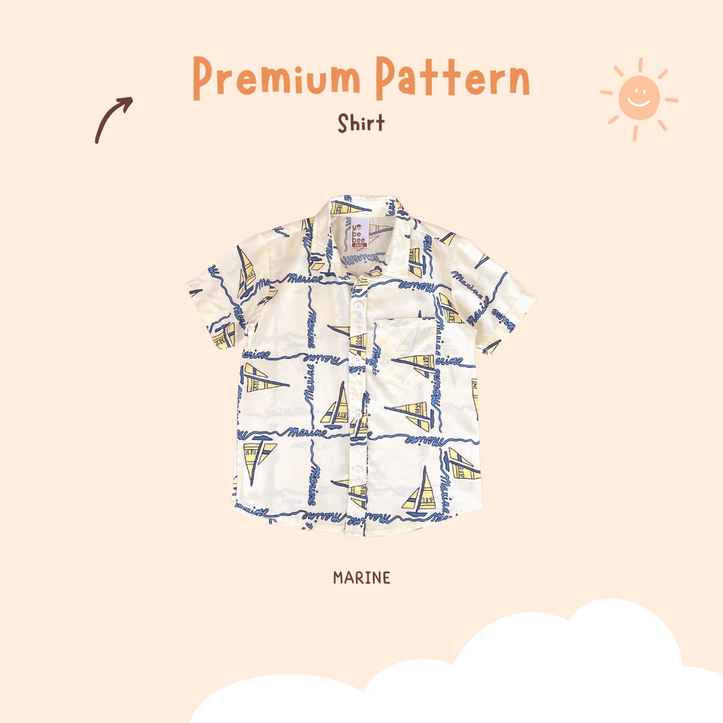 Yobebee Kemeja Rayon Premium Pattern Tangan Pendek Anak Laki Laki Usia 2 4 6 8 Tahun Baju Atasan Kids Motif Karakter Boy Shirt Model Casual Santai Kemeja Kerah Anak Cowok