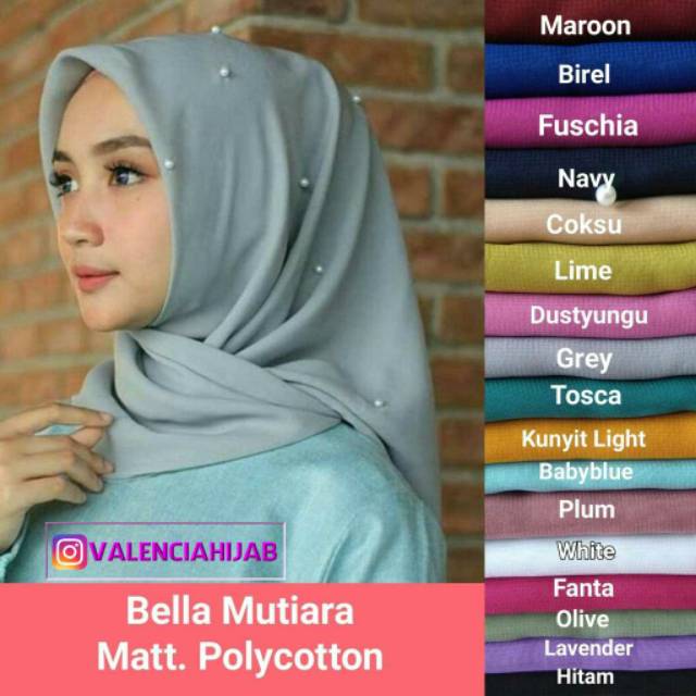 Hijab /Jilbab / kerudung segiempat Mutiara POLYCOTTON VALENCIA