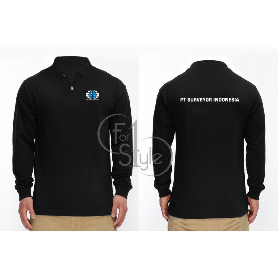 T-SHIRT KAOS SURVEYOR INDONESIA LENGAN PANJANG BERKERAH - polo SURVEYOR INDONESIA - Custom