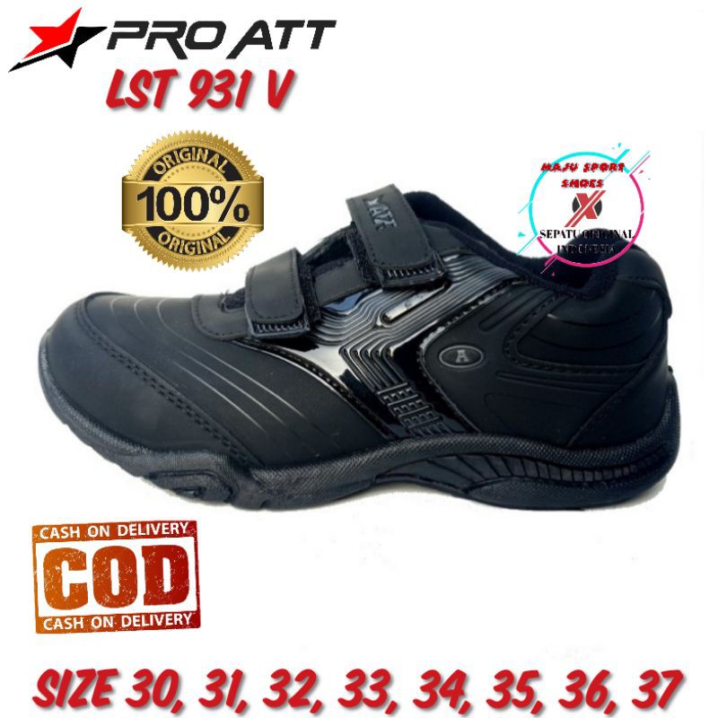 SEPATU SEKOLAH PRO ATT LST 931 V PEREKAT HITAM POLOS / SEPATU ANAK SEKOLAH PRO ATT ORIGINAL