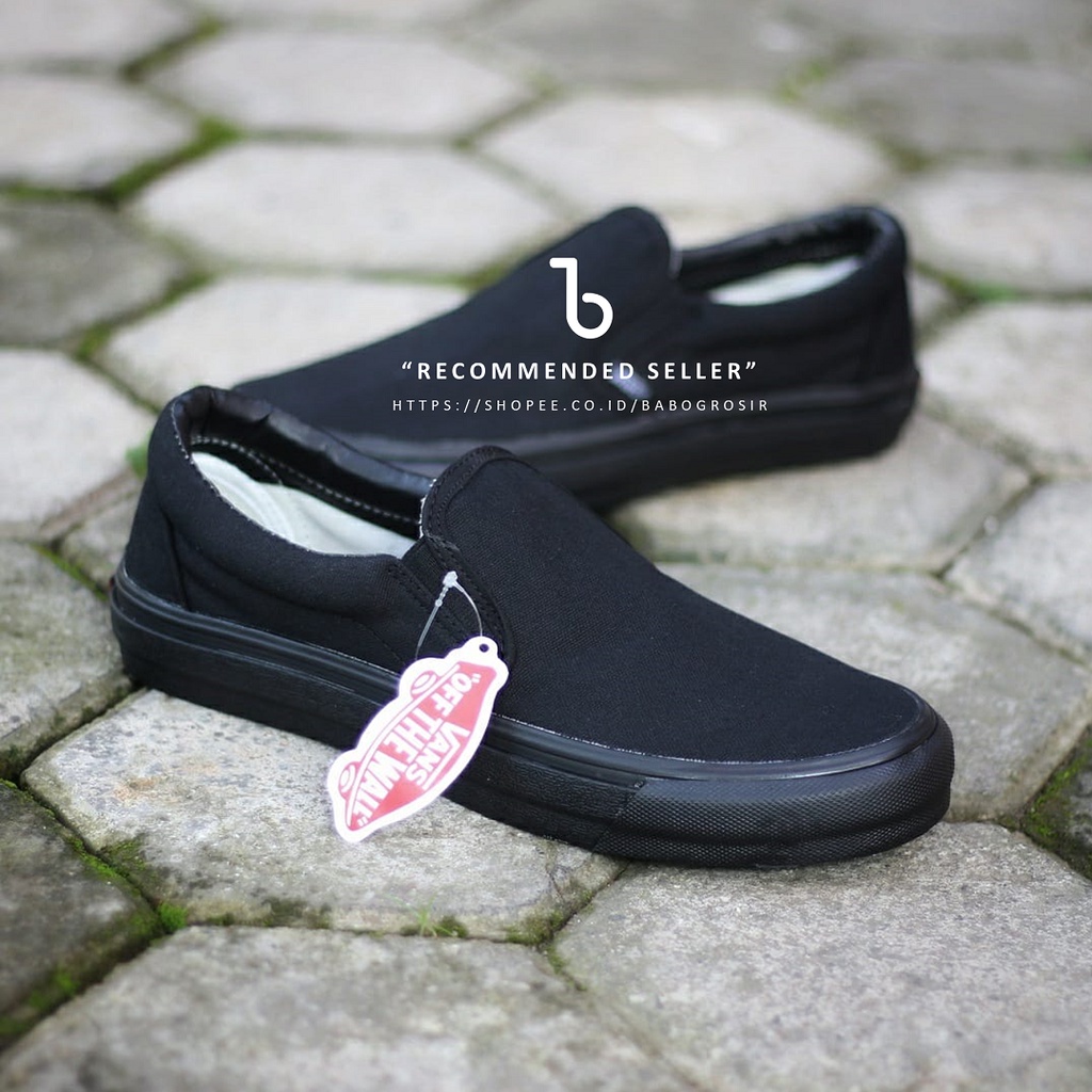 PROMO Sepatu Slip On Warna Hitam untuk Pria dan Wanita | Vans Slip On Classic All Black Premium TOP Quality Beda dan Berkelas