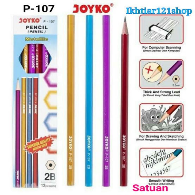 

Pensil 2B Joyko P-107 Metallic/Pencil 2B Joyko P 107 Satuan