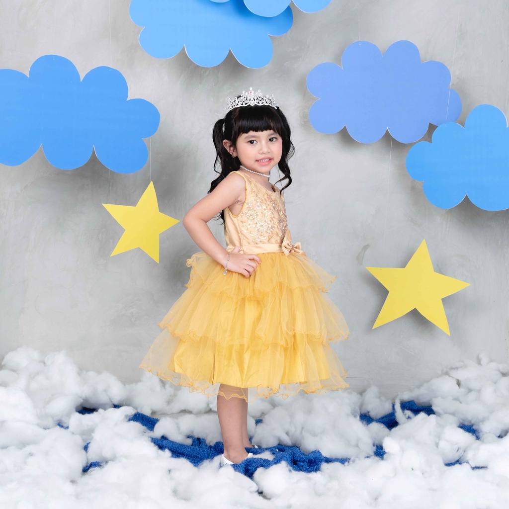 Luna Baju Anak Perempuan Dress Anak Tilla Ruffle Pita Premium STL OFFICIAL (1654)