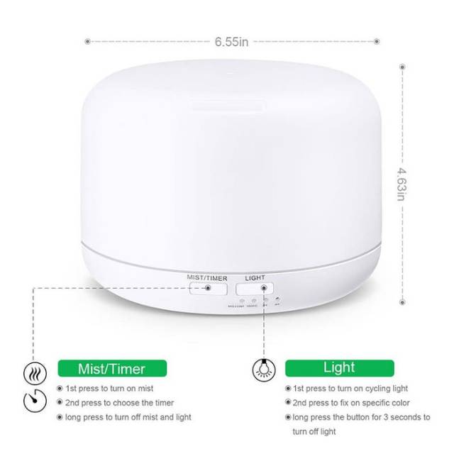 Humidifier Diffuser Aromaterapi Air 300ml 7 Warna LED Remote Lampu Tidur Purifier Aromatherapy