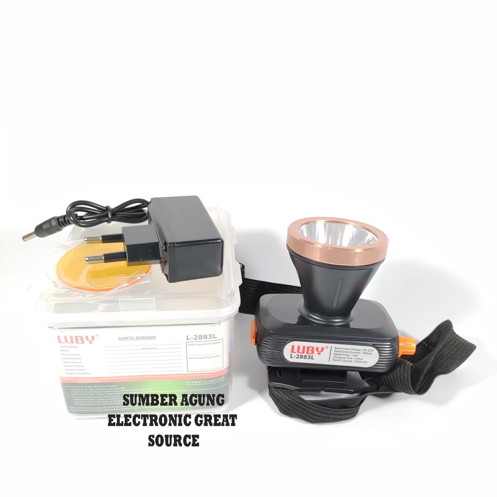 L2883 Luby L2833L Senter Kepala 10W Dimmer Putar Tahan 20Jam Pengerangan