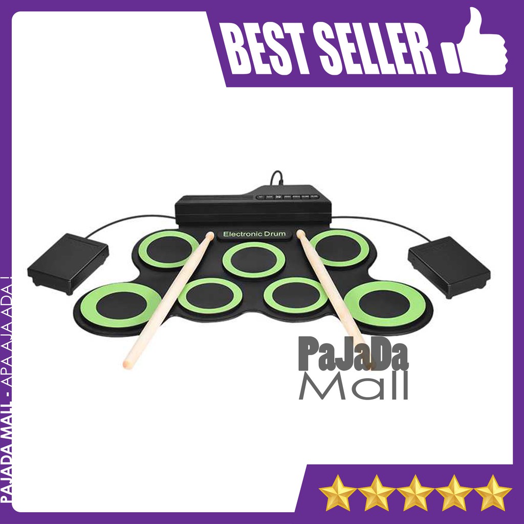 Electronic Digital Drum Kit 7 Pads Roll Up USB Power - Drum Digital Elektrik 7 Pads