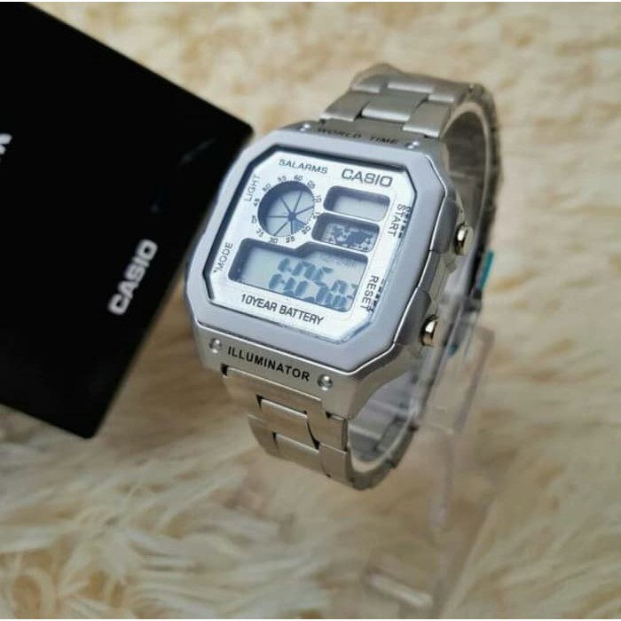 JAM TANGAN PRIA WANITA CASIO RANTAI DIGITAL AE 1200