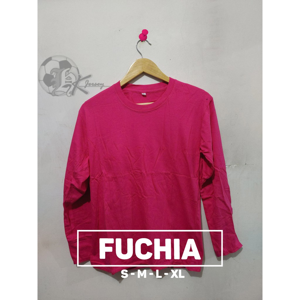 KAOS POLOS COTTON COMBED 30S LENGAN PANJANG FUCHIA PINK FANTA