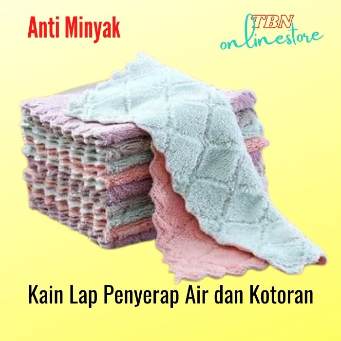 Kain Lap Piring Dapur Anti Minyak Serap Air Microfiber Cleaning Cloth – Perlengkapan Dapur