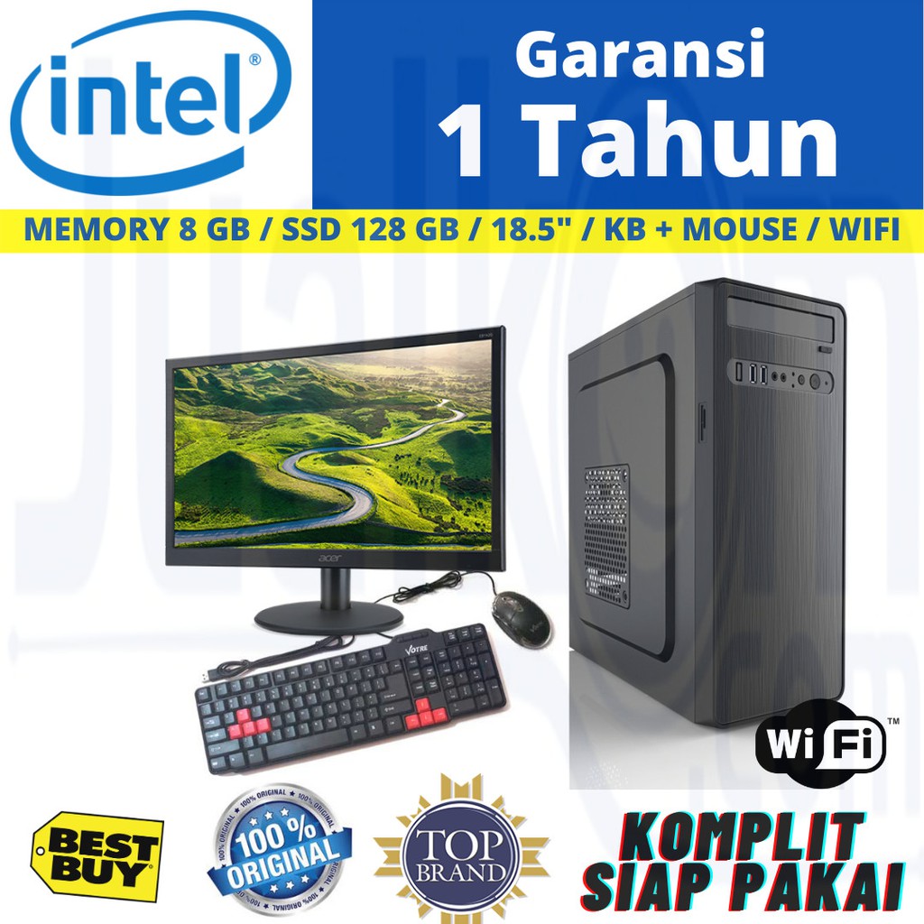 PC Rakitan Core i5 2400 8GB SSD 128GB K/B Mouse + led Lengkap Siap Pakai Admin Kantor Office Sekolah