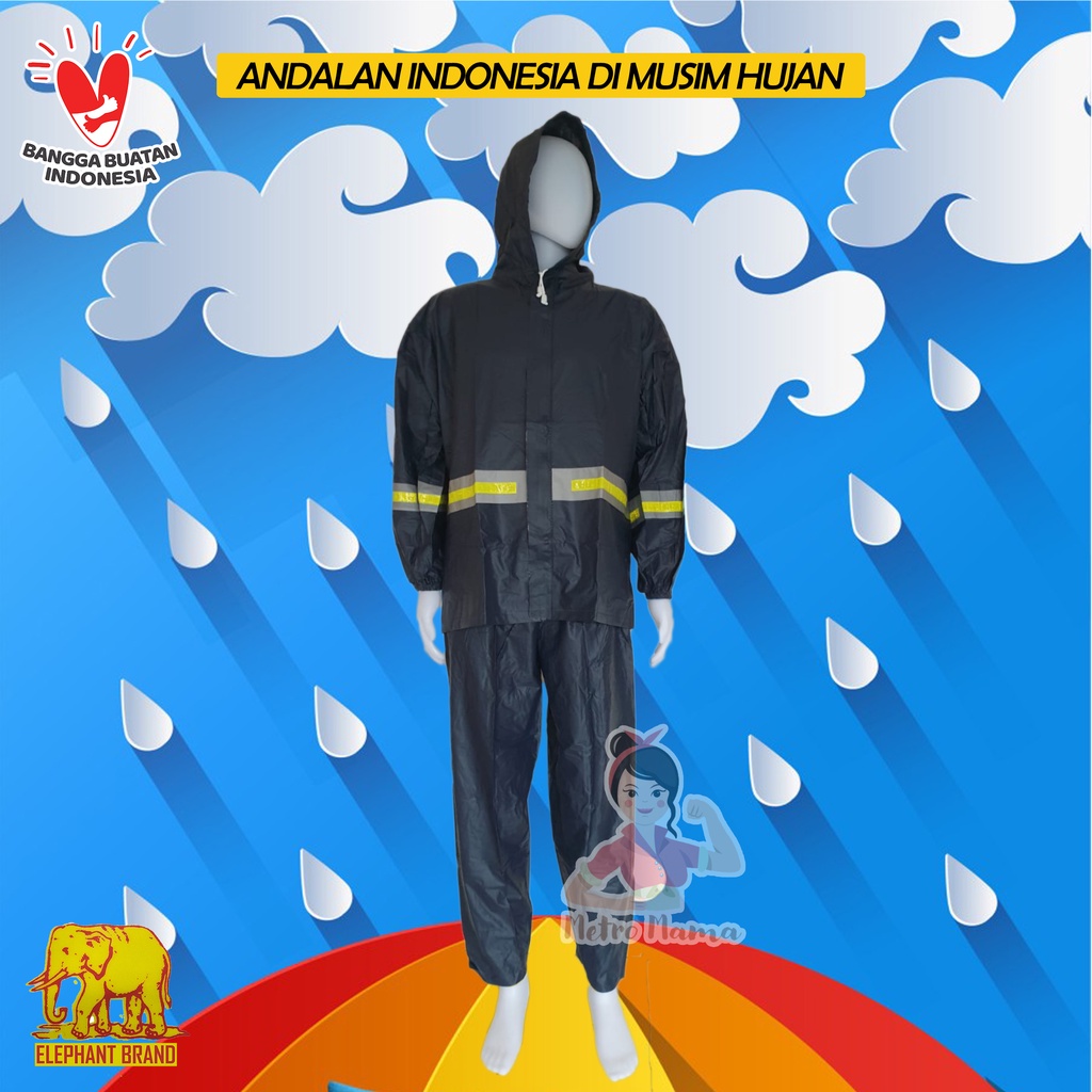 Jas Hujan Setelan Jaket Celana REFLEKTA GAJAH ASLI Mantel Original