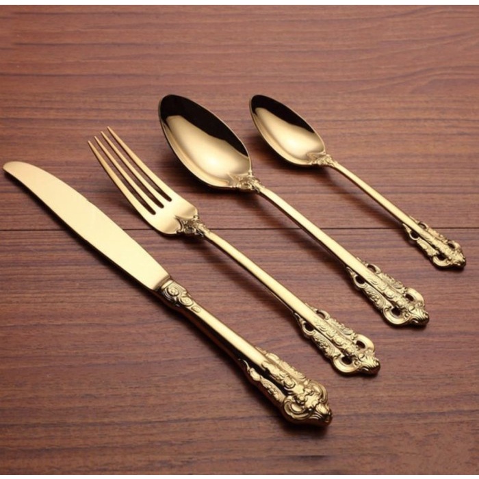 Cutlery Set - Royal Vintage Cutlery Set / Sendok Garpu Pisau Set / Gold Emas Mewah