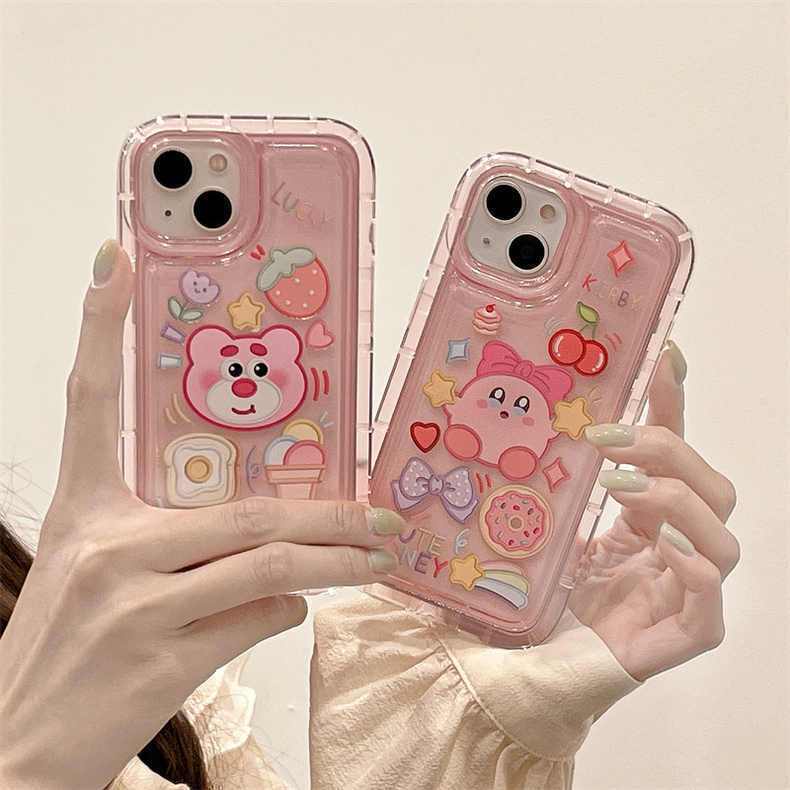 Case Desain Beruang Kirby Strawberry Pink Untuk iPhone 12 13 14 11 Pro Max X Xs Max Xr rdhg