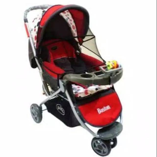 NEW PLIKO BOSTON - RED stroller 3 roda (kereta dorong bayi) promo murah