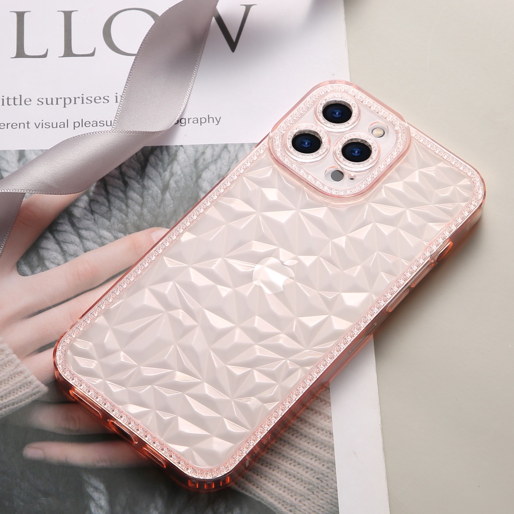 【Diamond pattern】Phone case for iPhone 11 12 13 Pro MAX X XS MAX XR 7+ 8 Plus transparent soft silicone clear casing