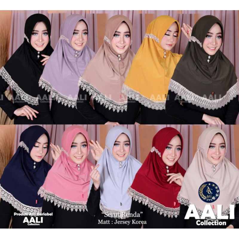 Aali Collection Bergo Serut Renda Jersy Korea