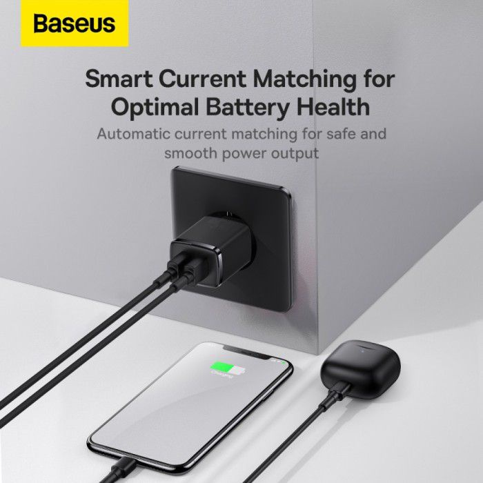 Baseus Compact Adapter Dual USB Port 10.5W - Mini Dual EU Plug Adapter - Recommended for ACC - Garansi Resmi 6 Bulan